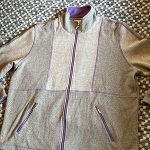 Draper’s & Damon’s Petites Women’s PXL Grey & Lavender Purple Full Zip Jacket